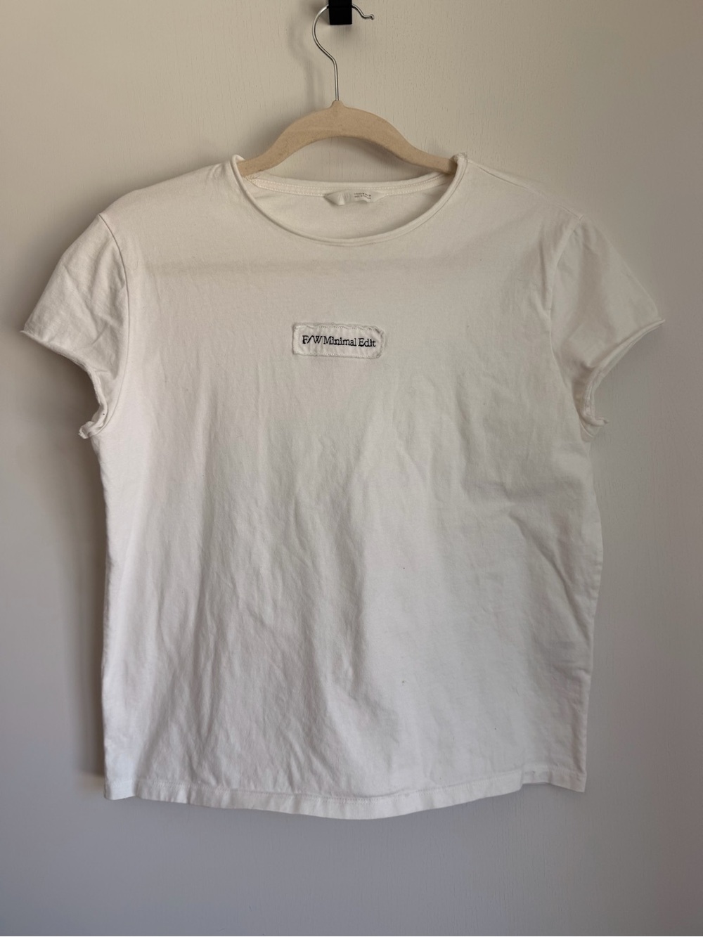 Zara White Minimal Edit Logo Tee